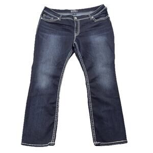 Womens Silver Jeans Suki Flap Dark Wash Bootcut Mid Rise Stretch Curvy Fit SZ 24